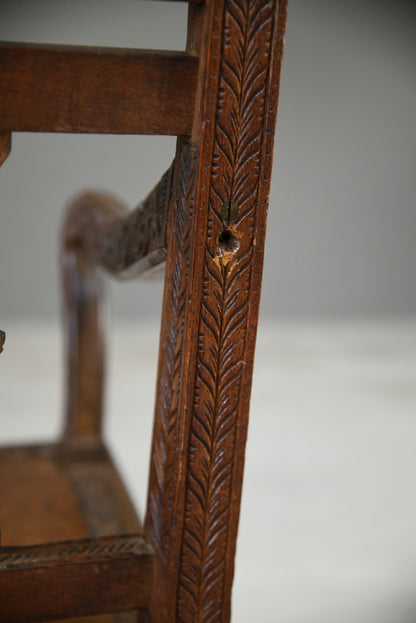 Anglo Indian Carved Padouk Carver Side Hall Chair