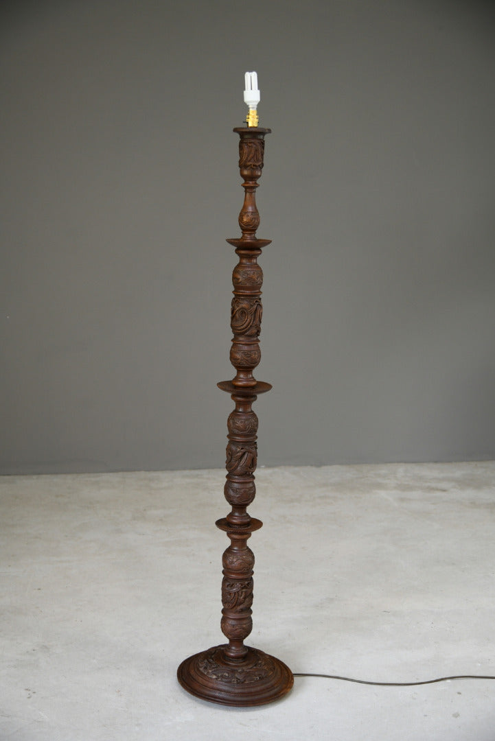 Oriental Chinese Carved Standard Floor Lamp