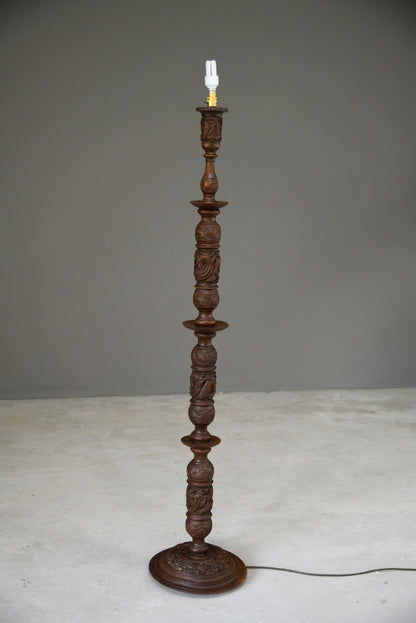 Oriental Chinese Carved Standard Floor Lamp