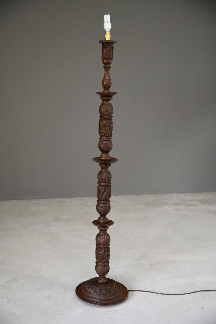 Oriental Chinese Carved Standard Floor Lamp