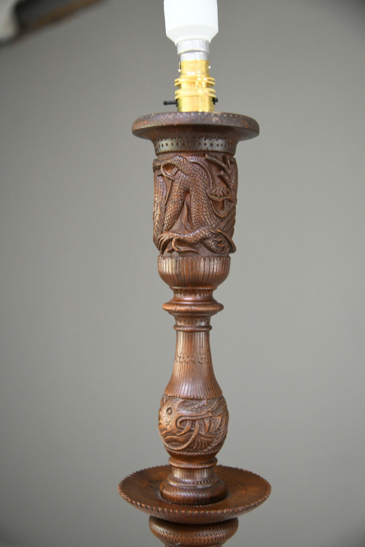 Oriental Chinese Carved Standard Floor Lamp