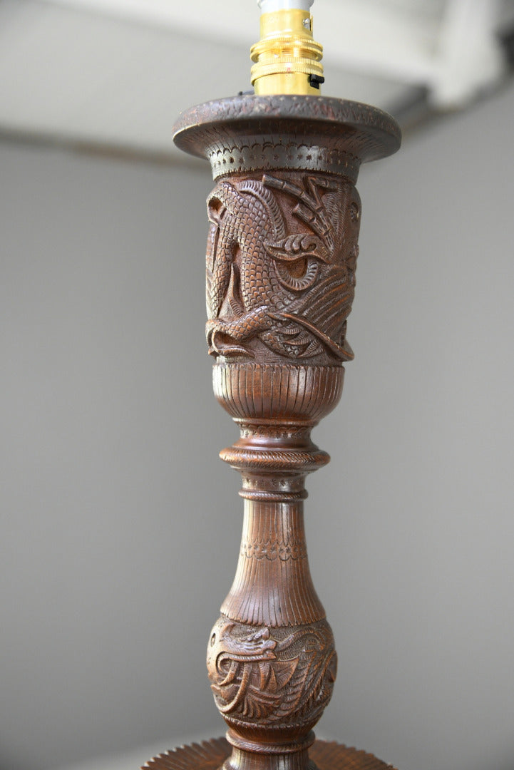 Oriental Chinese Carved Standard Floor Lamp