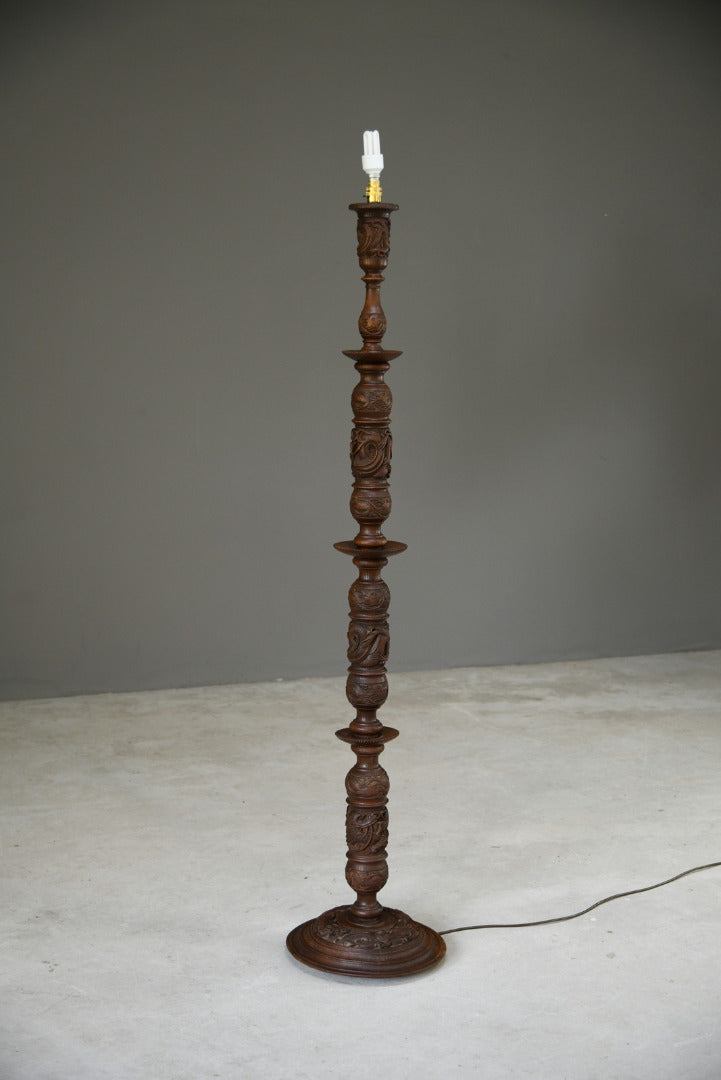 Oriental Chinese Carved Standard Floor Lamp