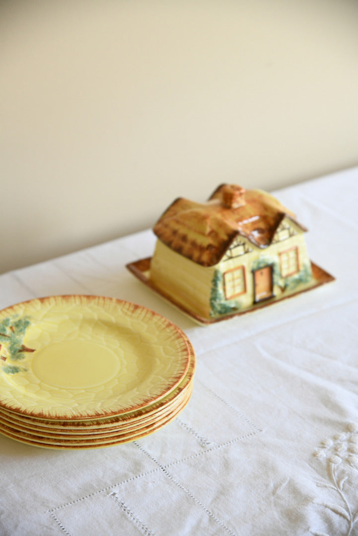 Keele St Pottery Butter Dish & Tea Plates