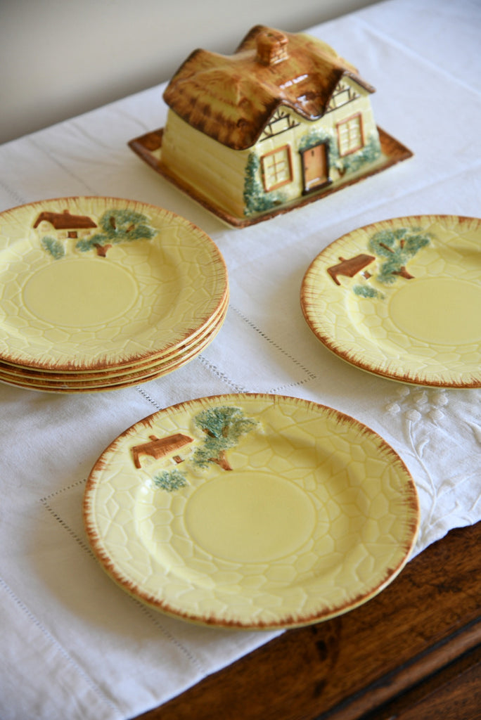Keele St Pottery Butter Dish & Tea Plates