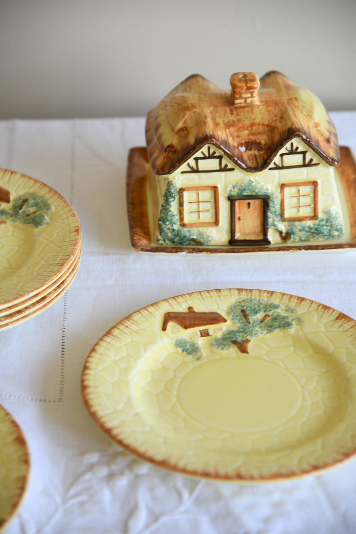 Keele St Pottery Butter Dish & Tea Plates