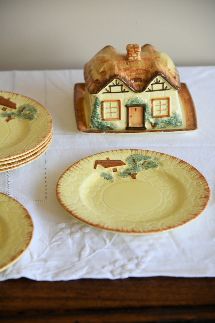 Keele St Pottery Butter Dish & Tea Plates