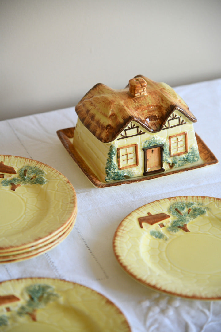 Keele St Pottery Butter Dish & Tea Plates