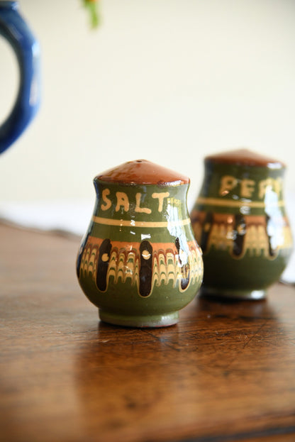 Green Glazed S & P Pots