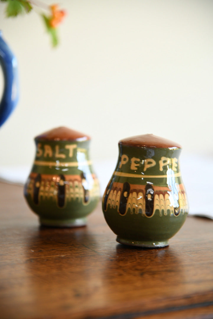 Green Glazed S & P Pots