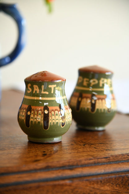 Green Glazed S & P Pots