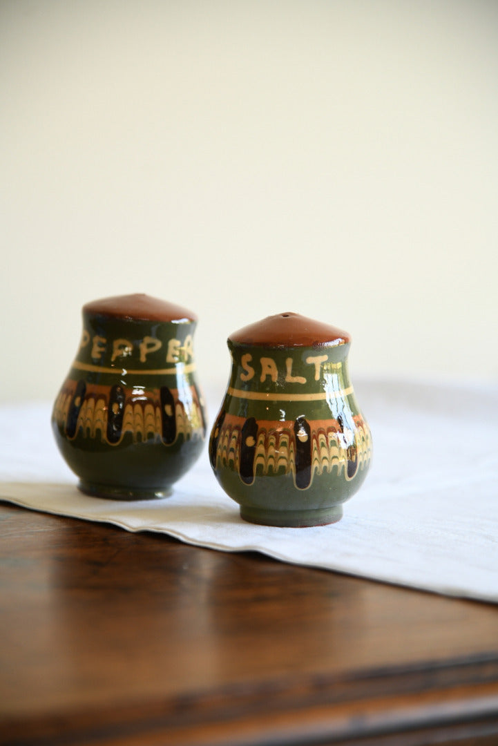 Green Glazed S & P Pots