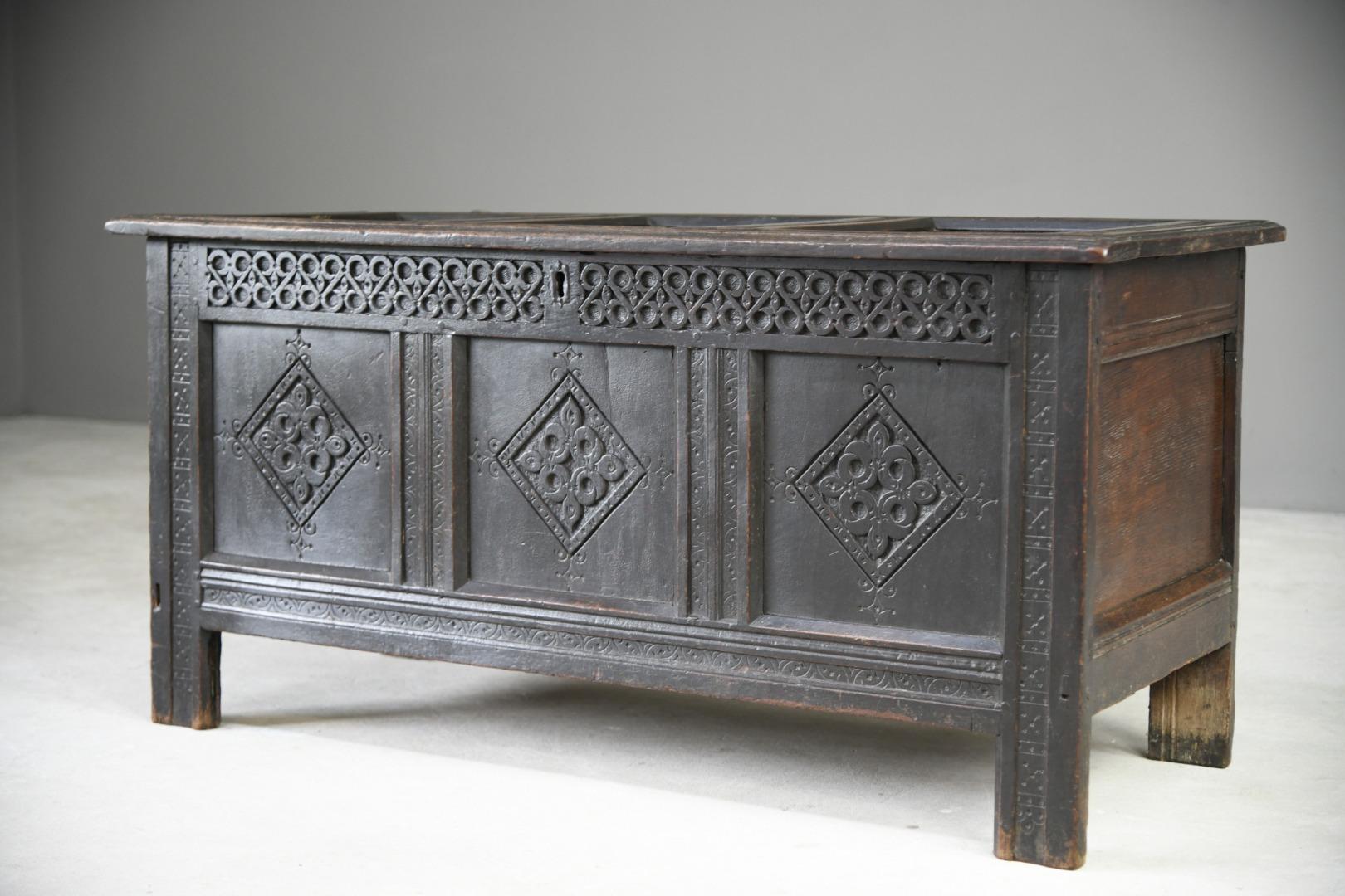 Charles II Oak Panel Chest