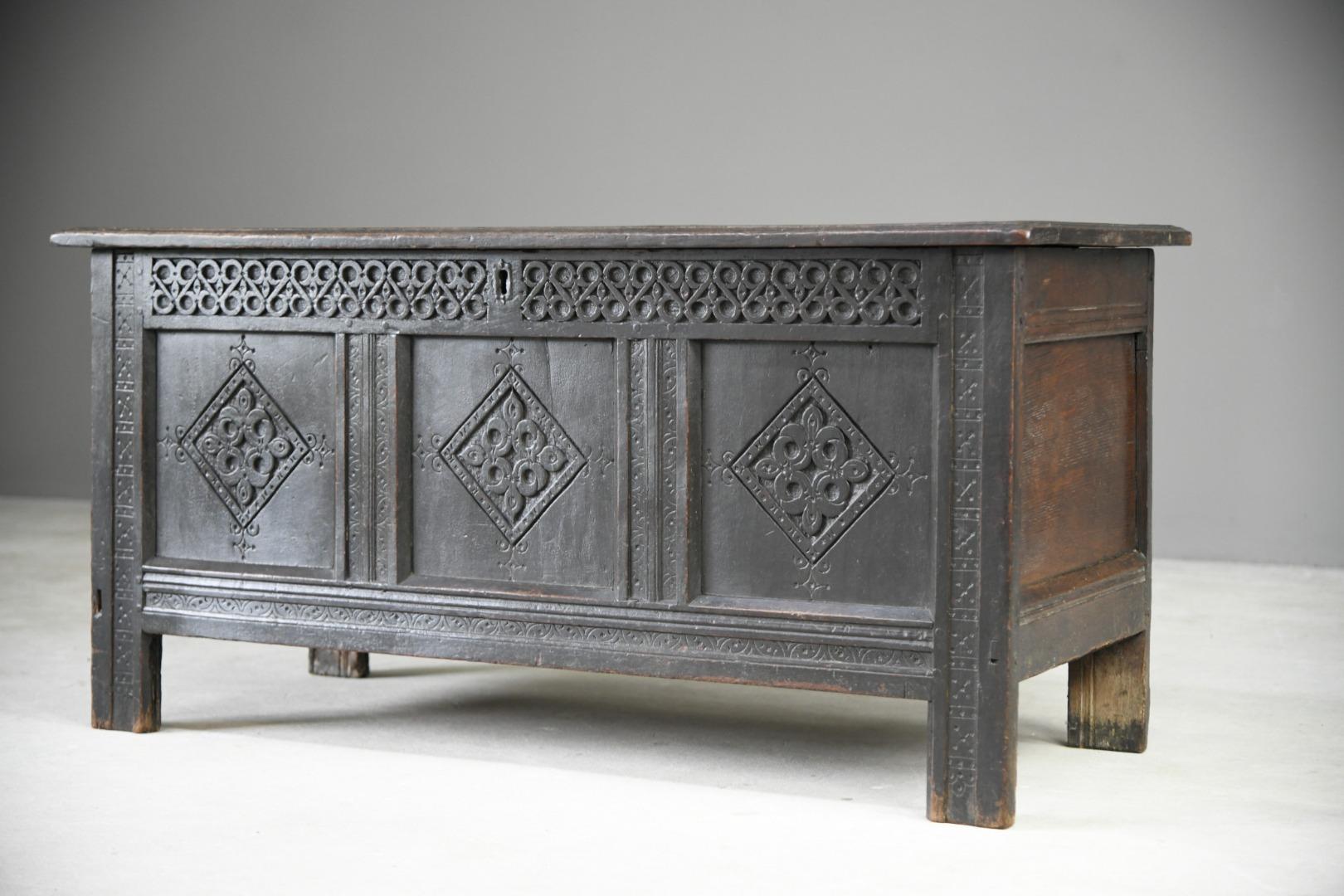 Charles II Oak Panel Chest