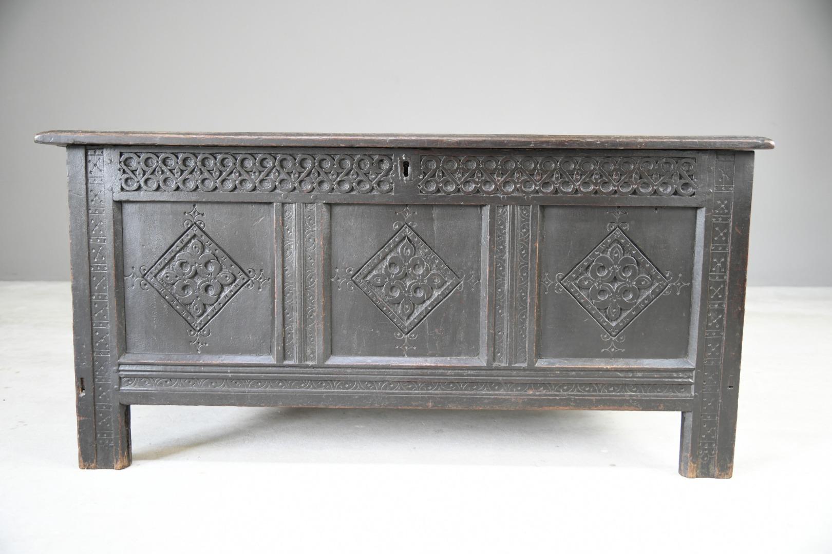 Charles II Oak Panel Chest