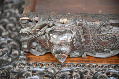 Antique Anglo Indian Carved Padouk Library Table