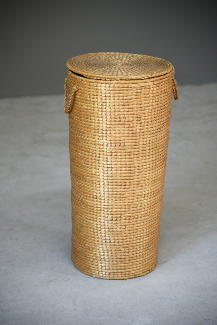 Woven Rattan Linen Basket & Lid