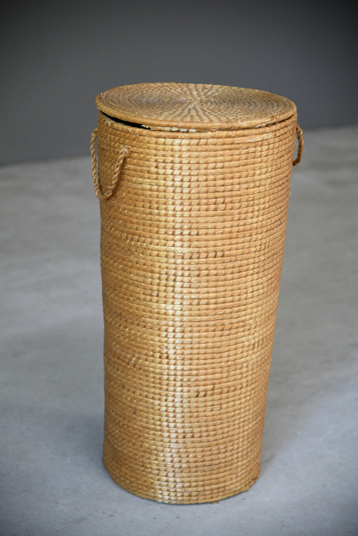 Woven Rattan Linen Basket & Lid