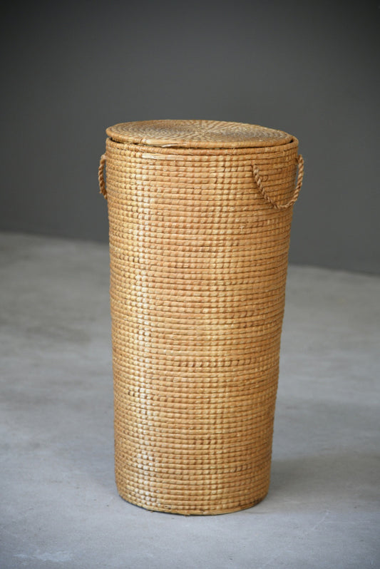 Woven Rattan Linen Basket & Lid