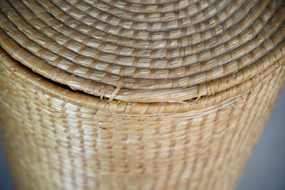 Woven Rattan Linen Basket & Lid