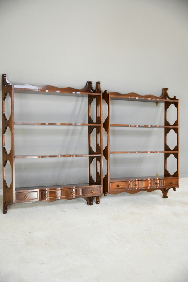 Near Pair Georgian Style Mahogany Wall Shelves