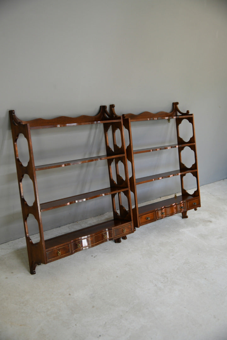 Near Pair Georgian Style Mahogany Wall Shelves