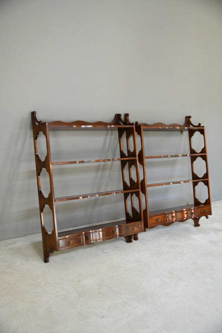 Near Pair Georgian Style Mahogany Wall Shelves