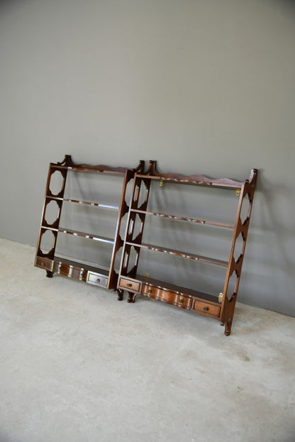 Near Pair Georgian Style Mahogany Wall Shelves