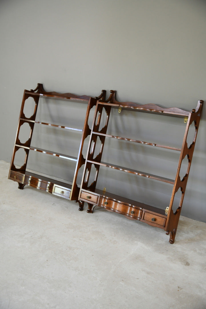 Near Pair Georgian Style Mahogany Wall Shelves