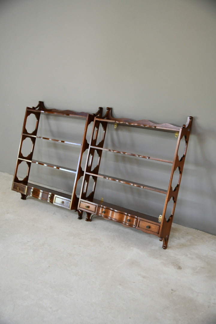 Near Pair Georgian Style Mahogany Wall Shelves