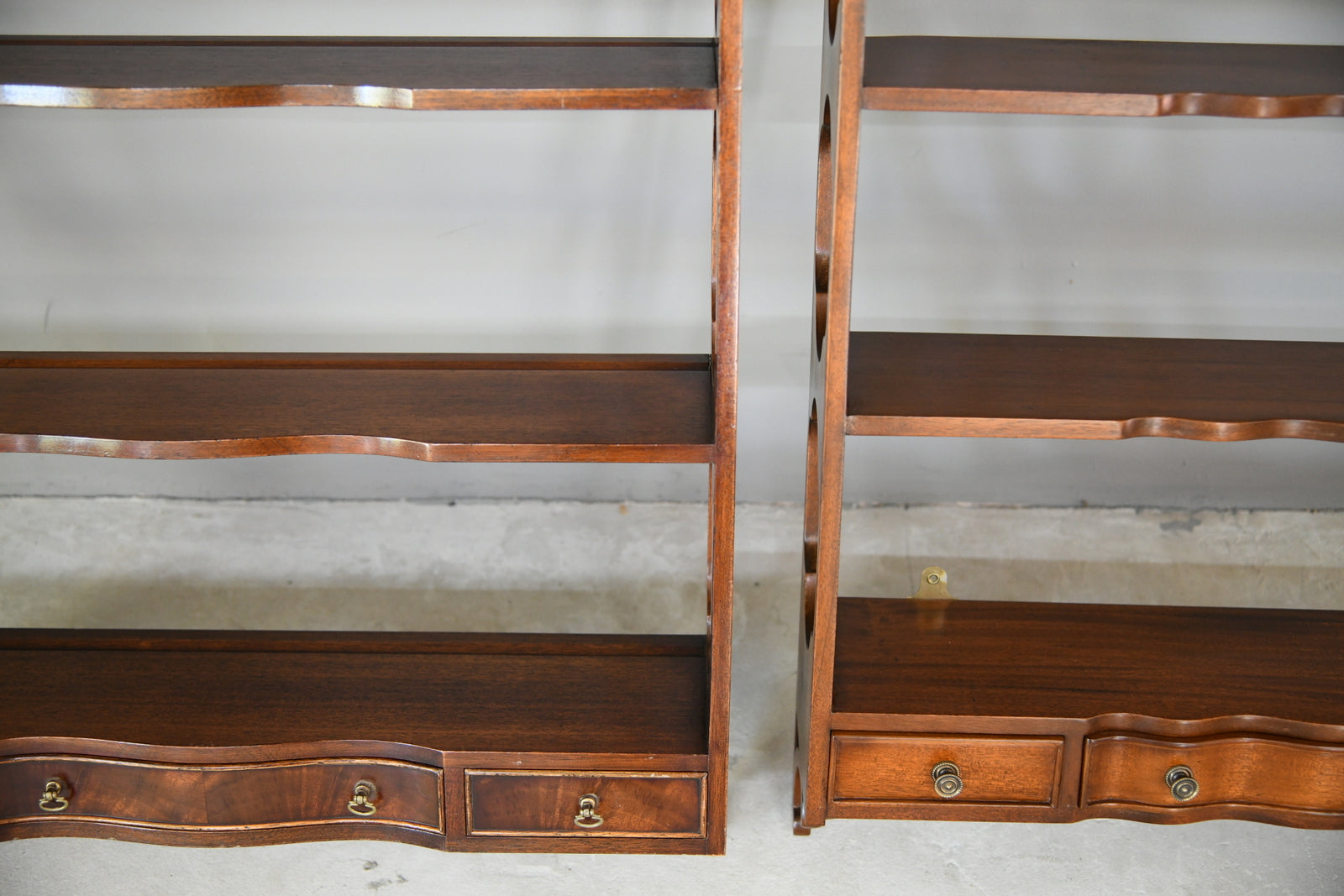 Near Pair Georgian Style Mahogany Wall Shelves