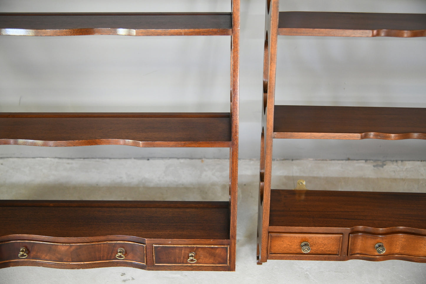 Near Pair Georgian Style Mahogany Wall Shelves