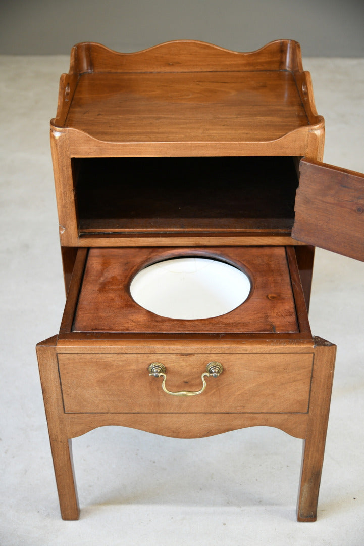 Mahogany Tray Top Commode Bedside Cupboard