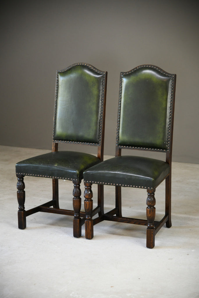 Pair Jaycee Leather Oak Dining Chairs