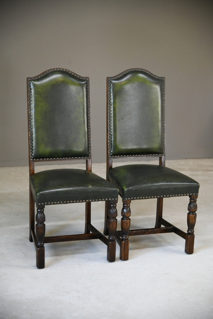 Pair Jaycee Leather Oak Dining Chairs