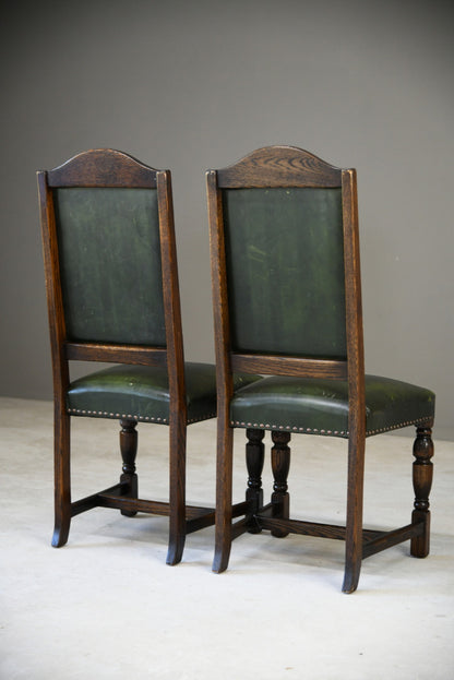 Pair Jaycee Leather Oak Dining Chairs