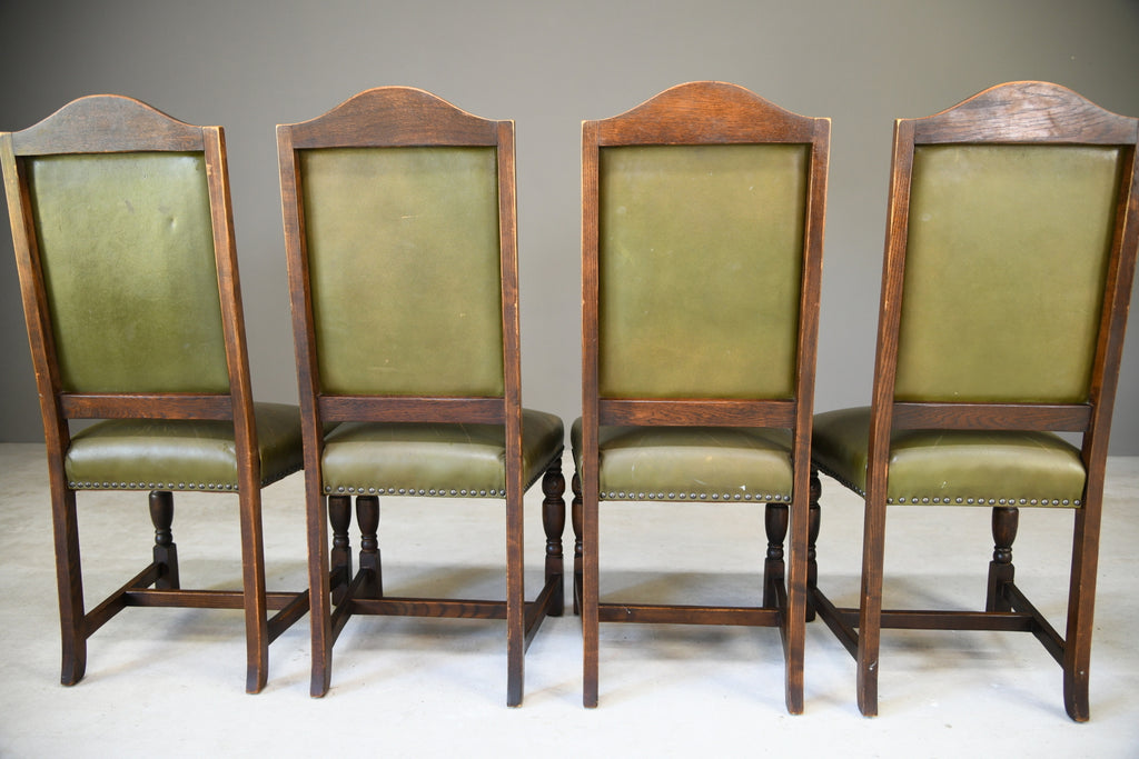 4 Green Leather Dining Chairs
