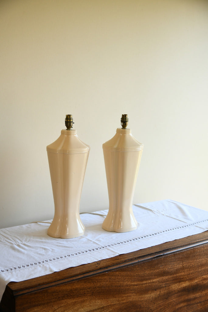 Vintage 1980s Cream Table Lamps