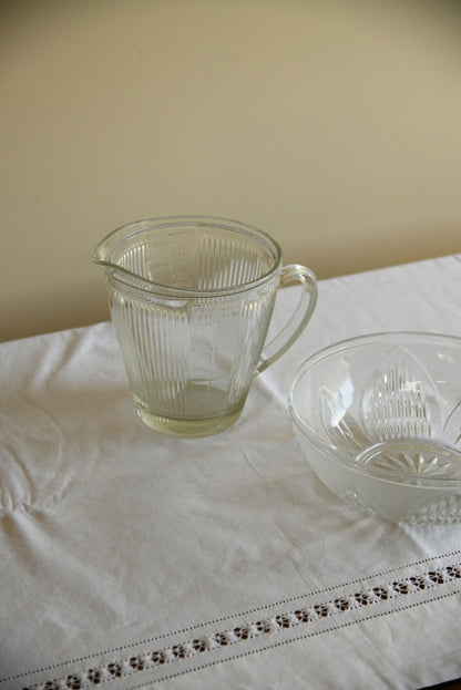 Vintage Glass Jug & Bowl