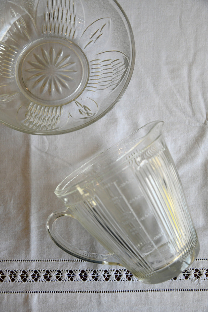 Vintage Glass Jug & Bowl