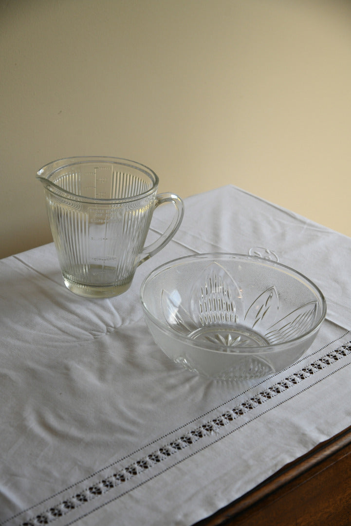 Vintage Glass Jug & Bowl