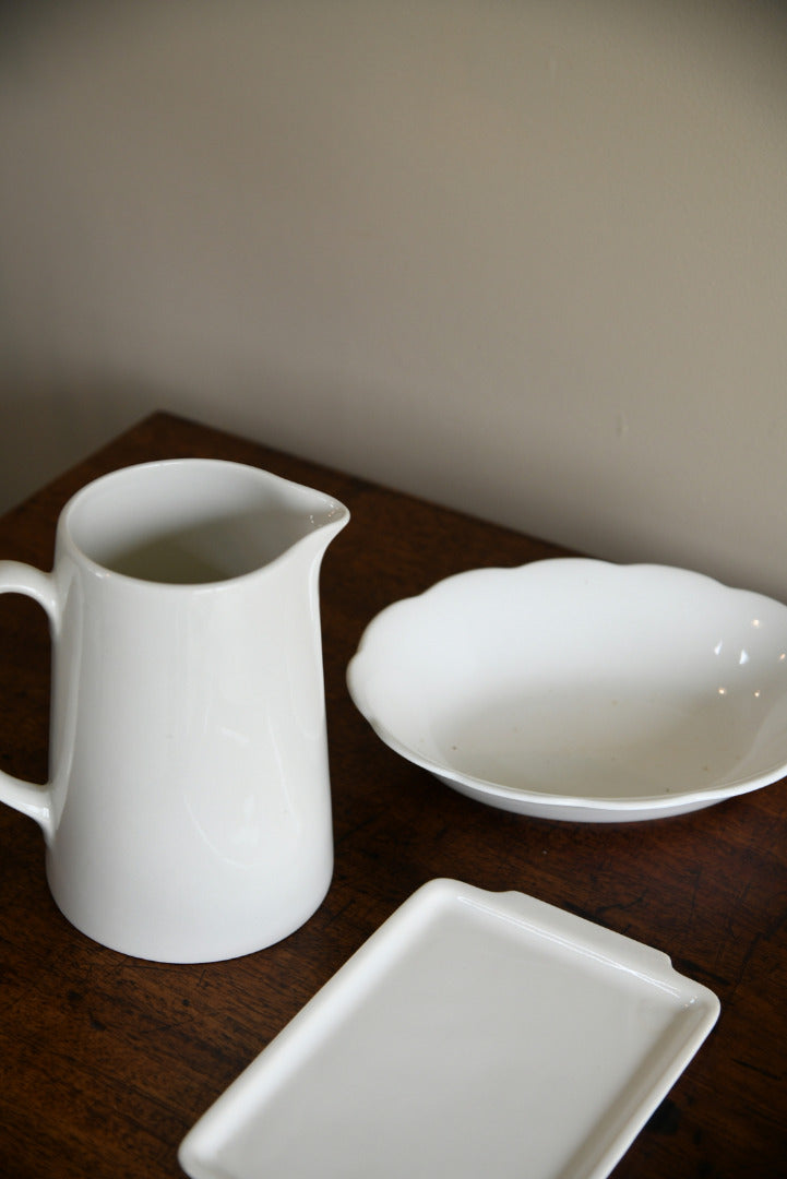 Vintage White Jug Bowl & Plate