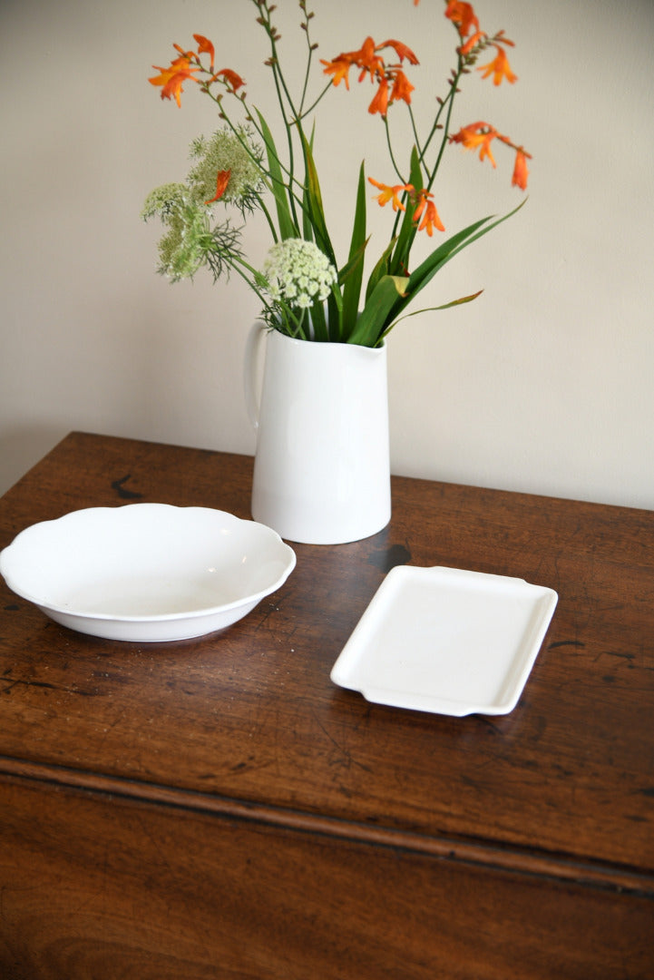 Vintage White Jug Bowl & Plate