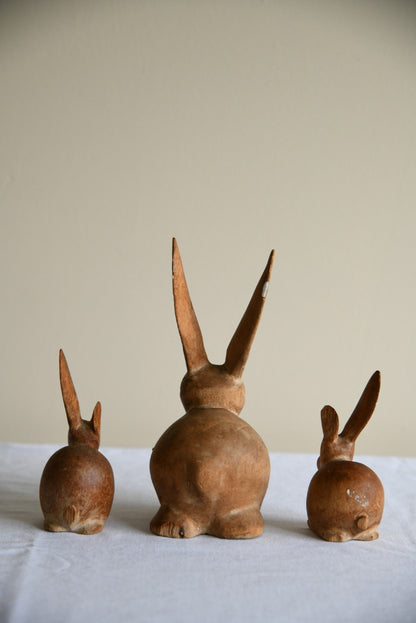 Vintage Wooden Rabbit Ornaments