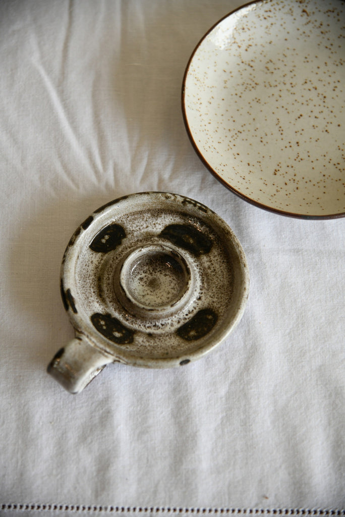 Pottery Chamberstick & Pin Dish