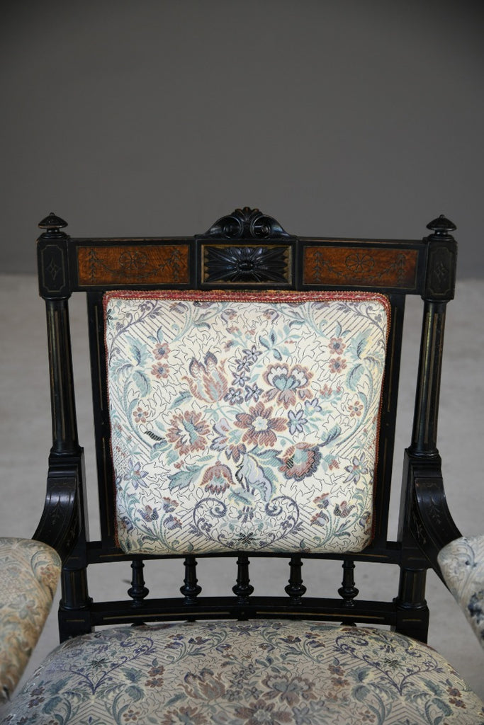 Ebonised Victorian Open Arm Chair