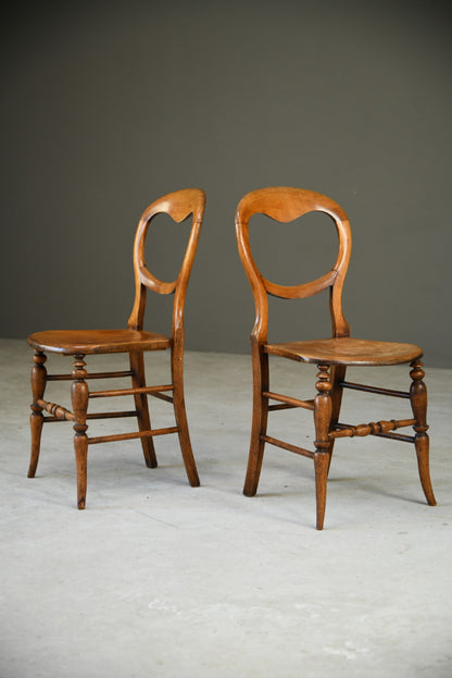 Pair Victorian Balloon Back Kitchen Chairs