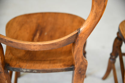 Pair Victorian Balloon Back Kitchen Chairs