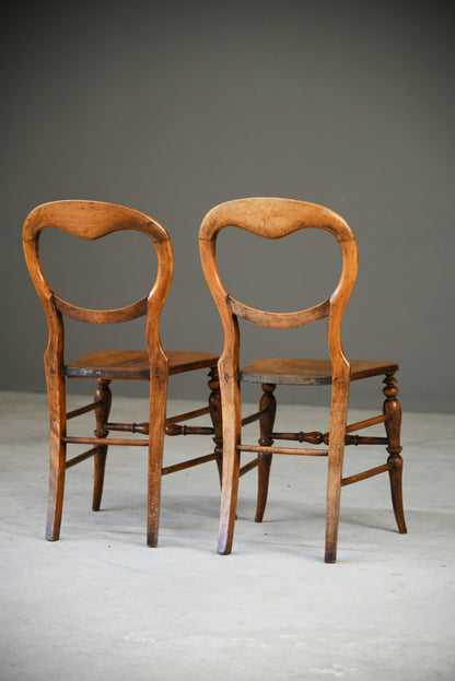 Pair Victorian Balloon Back Kitchen Chairs