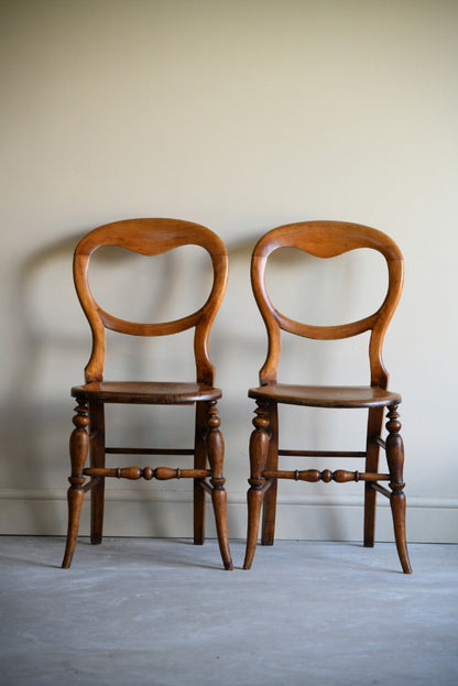 Pair Victorian Balloon Back Kitchen Chairs